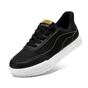 STQ Womens Black Gold Canvas Skate Shoes Sole Size 9.5